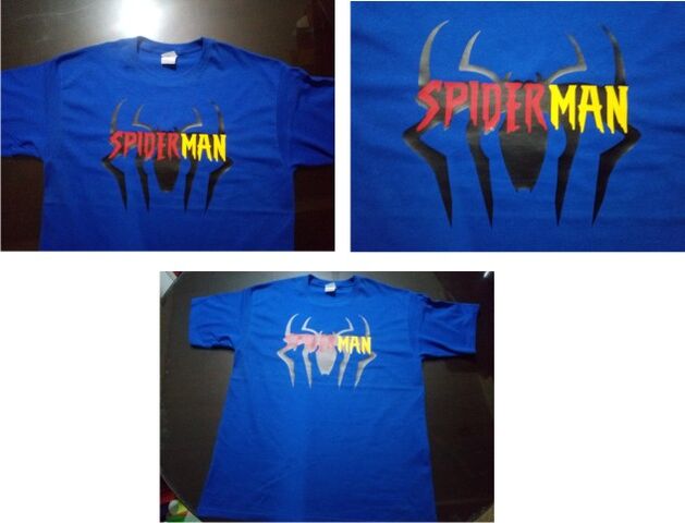 PLAYERA DE ALGODON ESTAMPADA CON VINIL TEXTIL DE SPIDERMAN UNITALLA $ 120.00 M.N.
