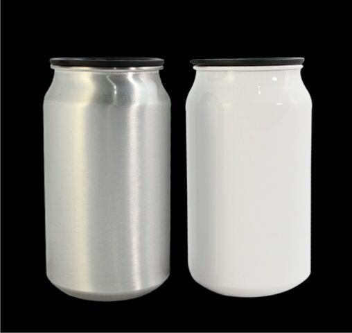 LATA  DE ALUMINIO PARA SUBLIMAR 350 ML BLANCO Y PLATA CON TAPA $ 75.00 M.N.